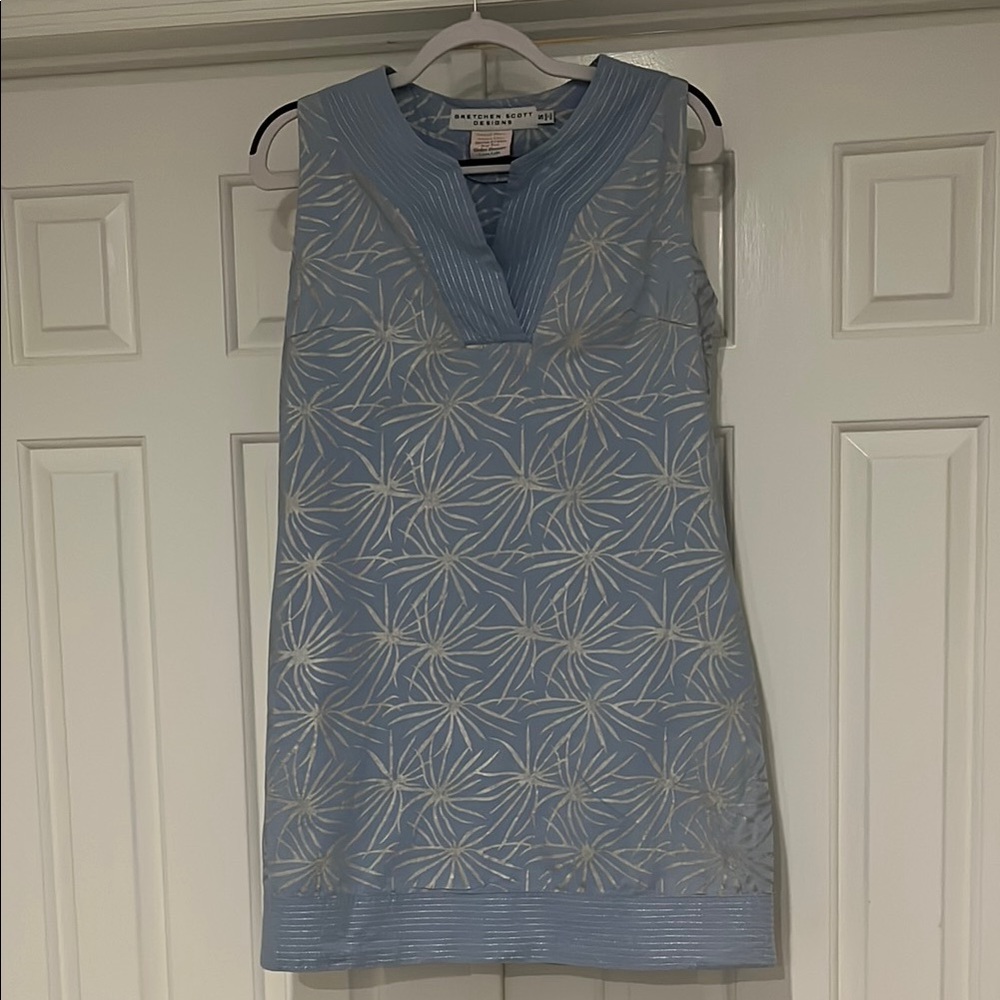 Gretchen Scott Designs Blue V-Neck Sheath Mini Dress
